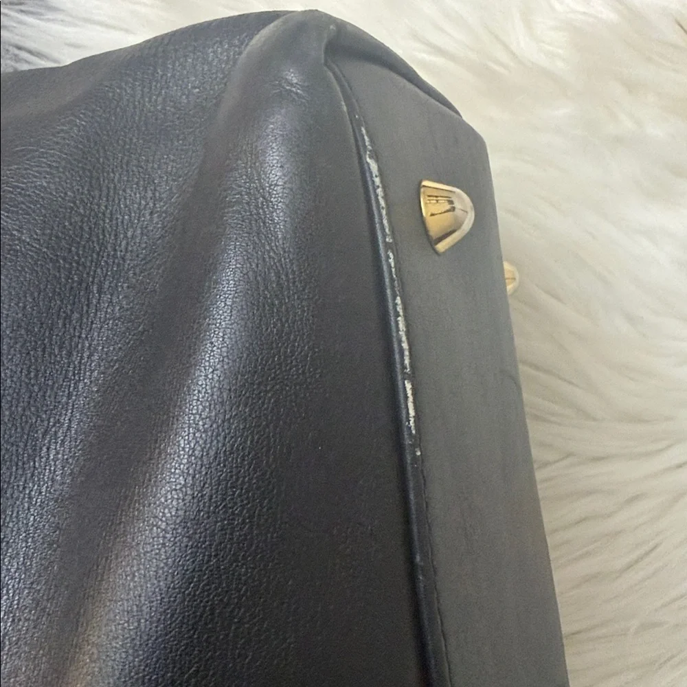Vintage Elegant Black Leather Shoulder Bag